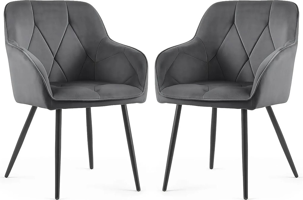 Zestaw 6 grafitowych krzeseł pikowanych P0-E57