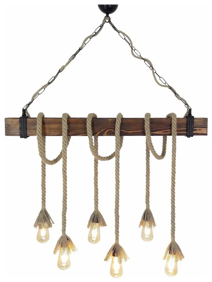 Lampa wisząca na lince KUTUK 6xE27/40W/230V sosna