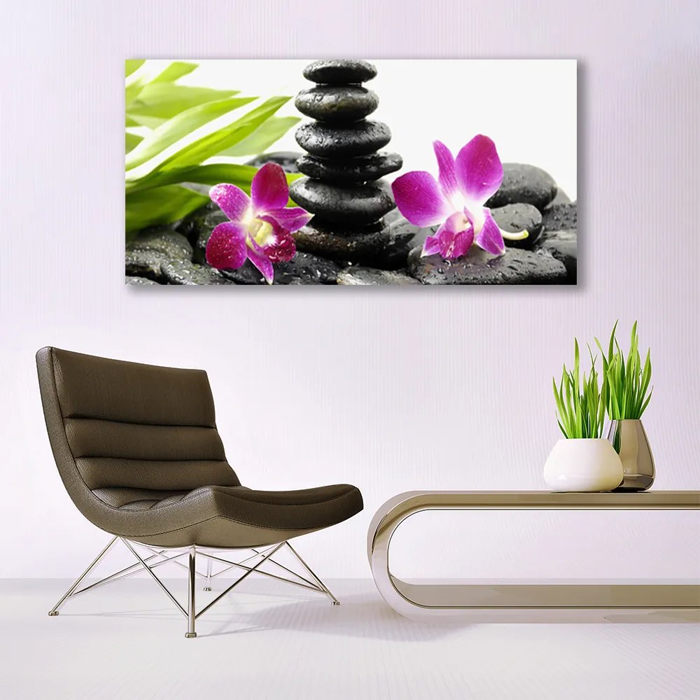 Obraz canvas na ścianę Równowaga: Orchidea i Kamienie Zen