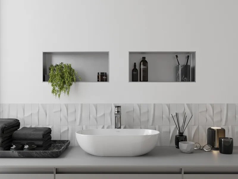 Mexen X-Wall-NR półka wnękowa bez kołnierza 45 x 20 cm, inox - 1911452010