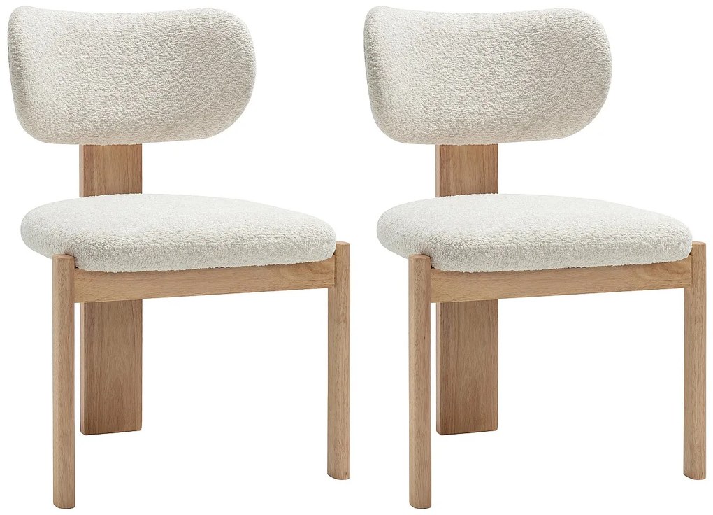 Zestaw 2 krzeseł z welurowej tkaniny i drewna hebanowego - Biały - WILANA