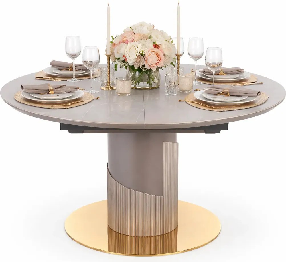 Okrągły szary rozkładany stół glamour Z0-R92