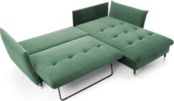 Narożnik GLAM Prawostronny z funkcją spania, zestaw z poduszkami wolnostojący tkanina RIVIERA 38 Zielony DOMO HOME