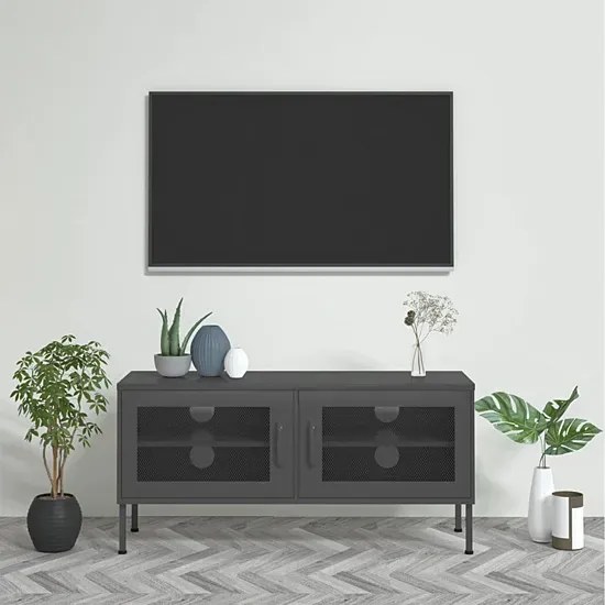 Stalowa szafka RTV w stylu loft antracyt - Korva