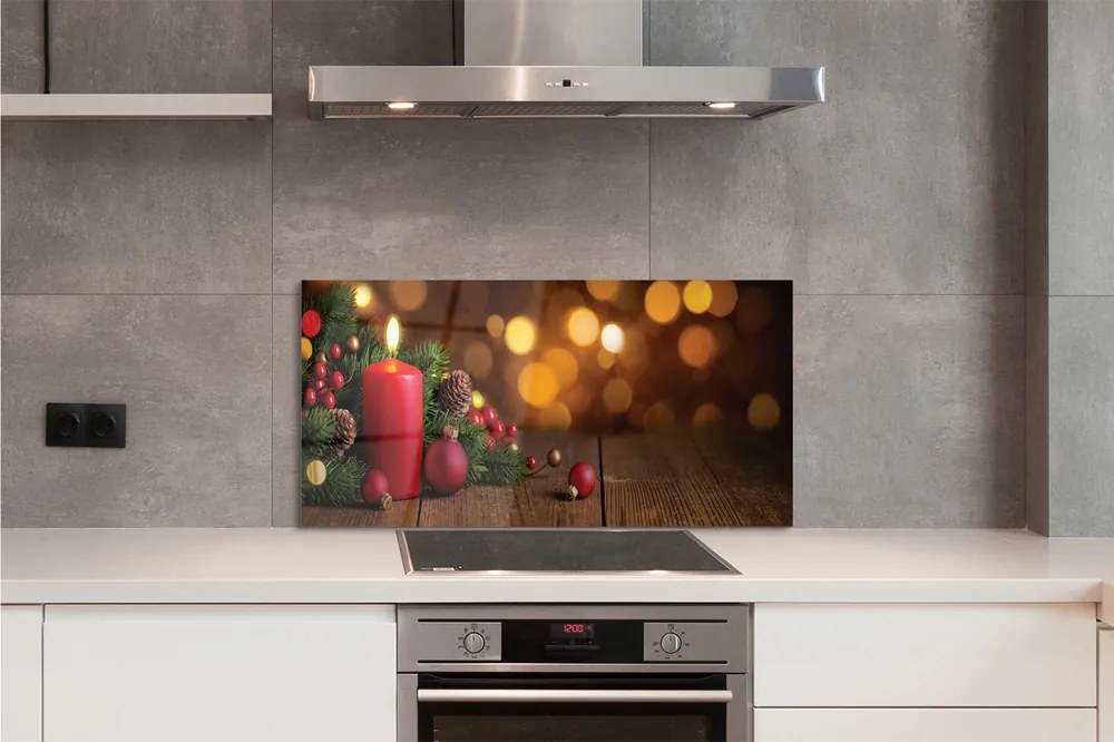 Panel szklany do Kuchni Świeca i Świąteczne Dekoracje