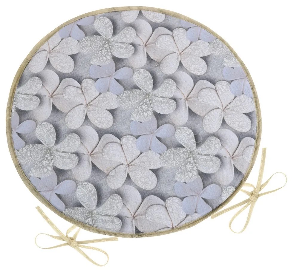 Bellatex Siedzisko DITA okrągłe gładkie Kwiat szary, 40 cm
