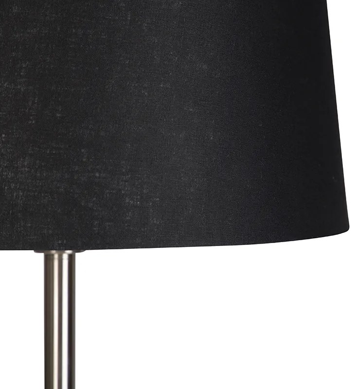 Nowoczesna lampa podłogowa stalowa z czarnym kloszem 45 cm - Simplo Nowoczesny Oswietlenie wewnetrzne