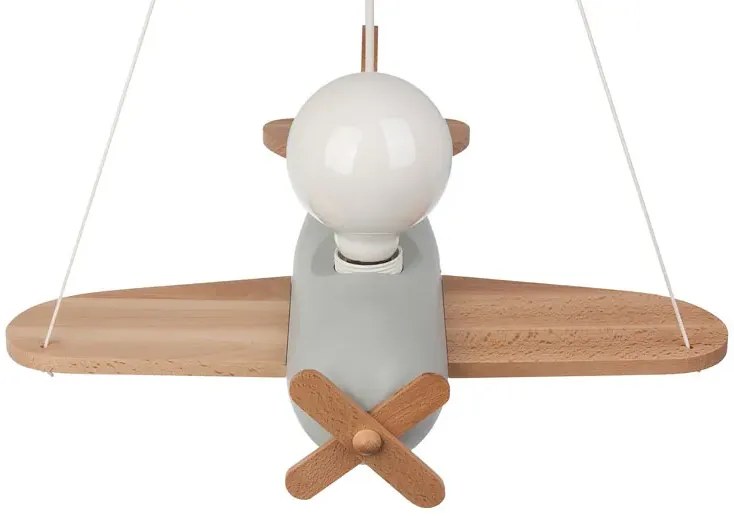 Szara drewniana lampa wisząca samolot - 5X S201 W4-A75