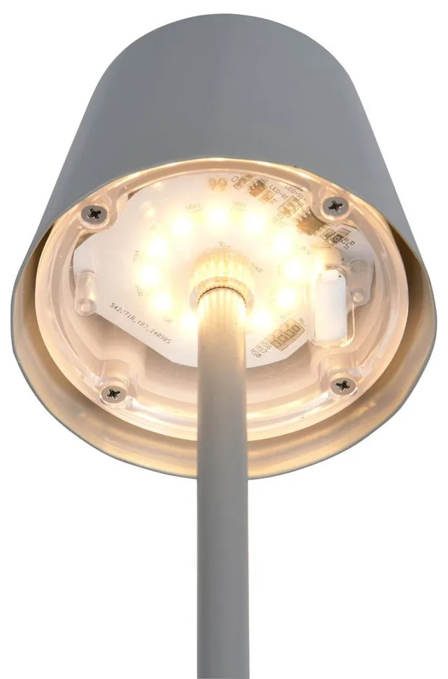 Szara lampa stołowa LED z metalowym kloszem (wysokość 21 cm) Diaz – Trio