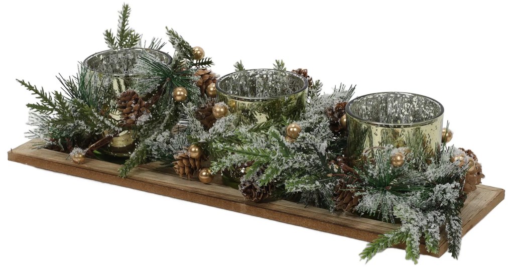 Zestaw trzech świeczników tealight na ozdobnej podstawce