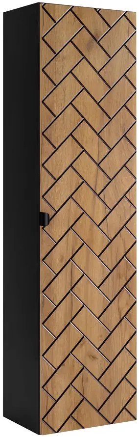 Wiszący słupek łazienkowy czarny + dąb craft złoty N4-B88