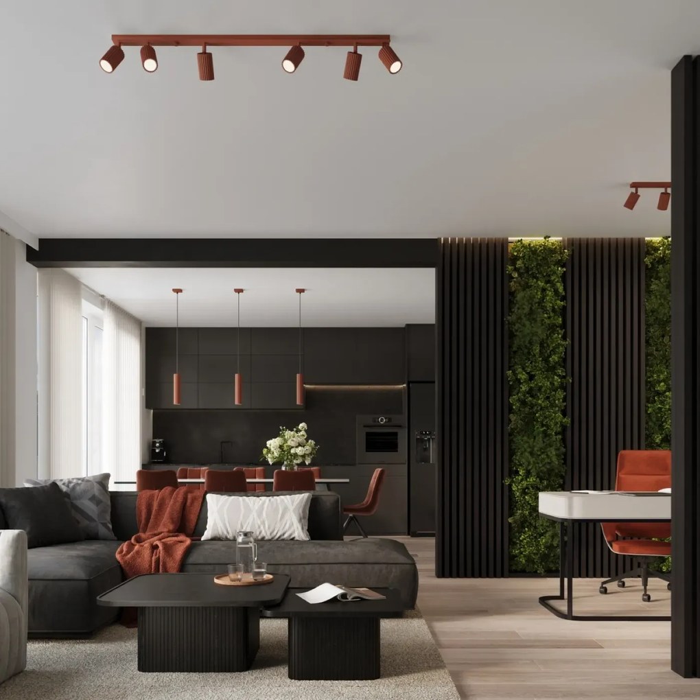 Listwa oświetleniowa 6-punktowa KARBON 6L ochra czerwona ryflowana SOLLUX LIGHTING