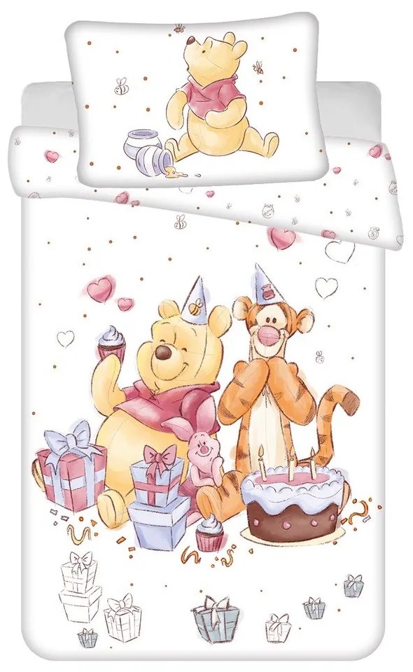 Biała bawełniana pościel dziecięca do łóżeczka 100x135 cm WTP "Birthday party" – Jerry Fabrics