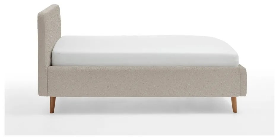 Beżowe tapicerowane łóżko dwuosobowe ze schowkiem ze stelażem 140x200 cm Mattis – Meise Möbel