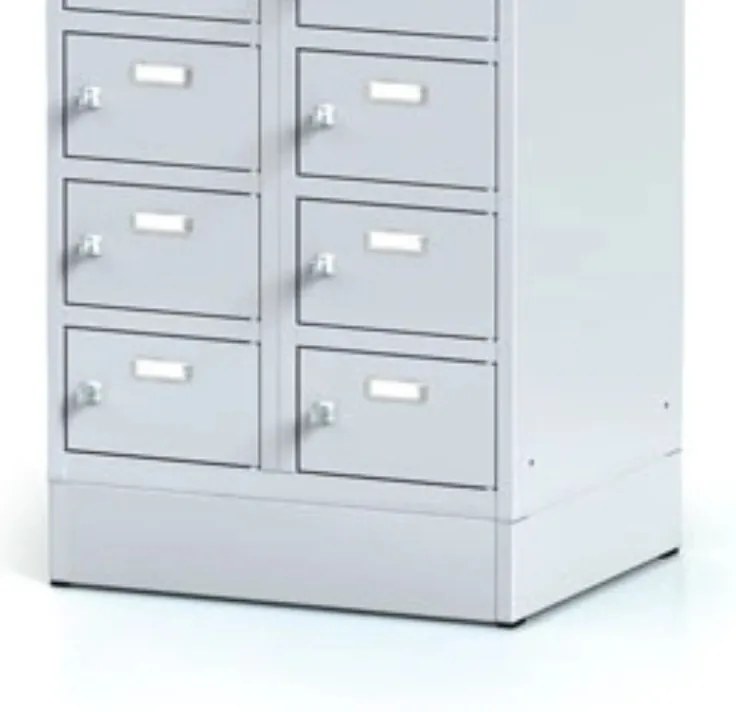 Alfa 3 Szafka skrytkowa S6 na cokole, 20 schowków, 1920 x 600 x 500 mm, zamek obrotowy, drzwi ciemnoszare