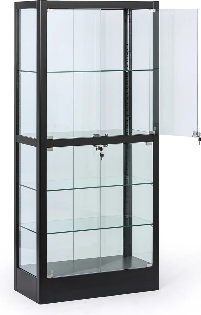 Witryna szklana, 1800 × 800 × 400 mm, czarna