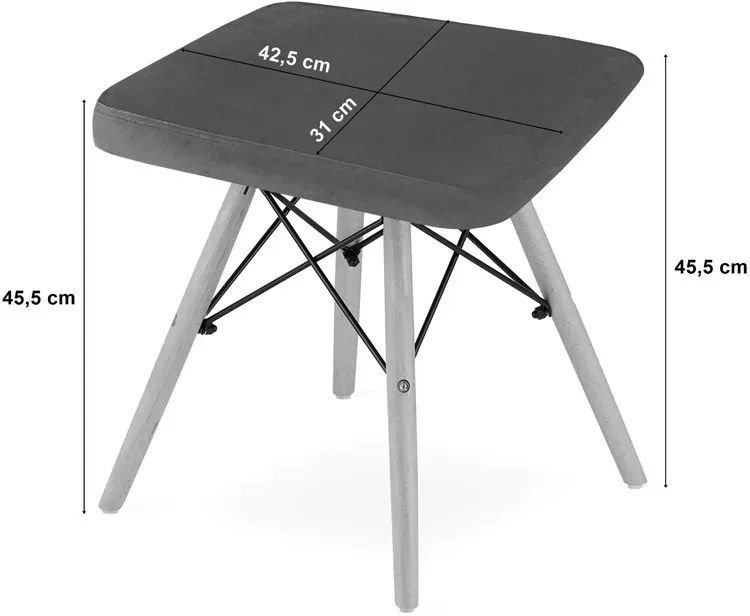 Szary skandynawski drewniany taboret tapicerowany Gigrox 5X