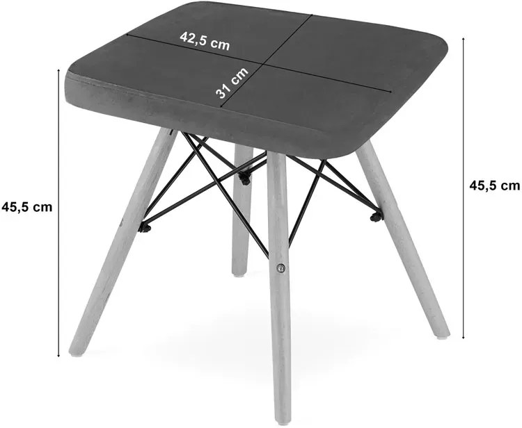 Szary skandynawski drewniany taboret tapicerowany - Hiren 4X