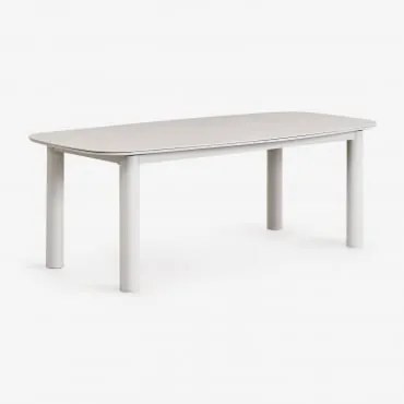Rozkładany Prostokątny Stół Ogrodowy 220-280x100 Cm Z Ceramiki I Aluminium Zinti Piaskowy Szary - Sklum