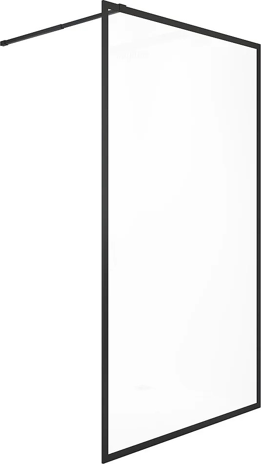 Ścianka prysznicowa do kabiny walk-in - 100 x 200 cm - Czarny mat - Szkło hartowane - AMBERI