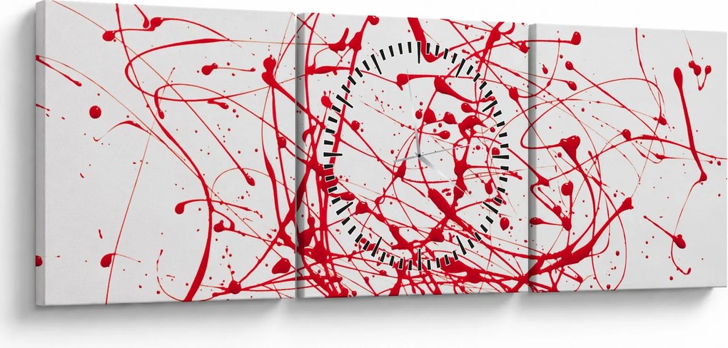 Obraz przy użyciu techniki drippingu (z zegarem) (90x30 cm)