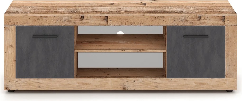 Szafka RTV BLAGO 140 cm Surowy Dąb/Grafit Dwudrzwiowa do Salonu Loft