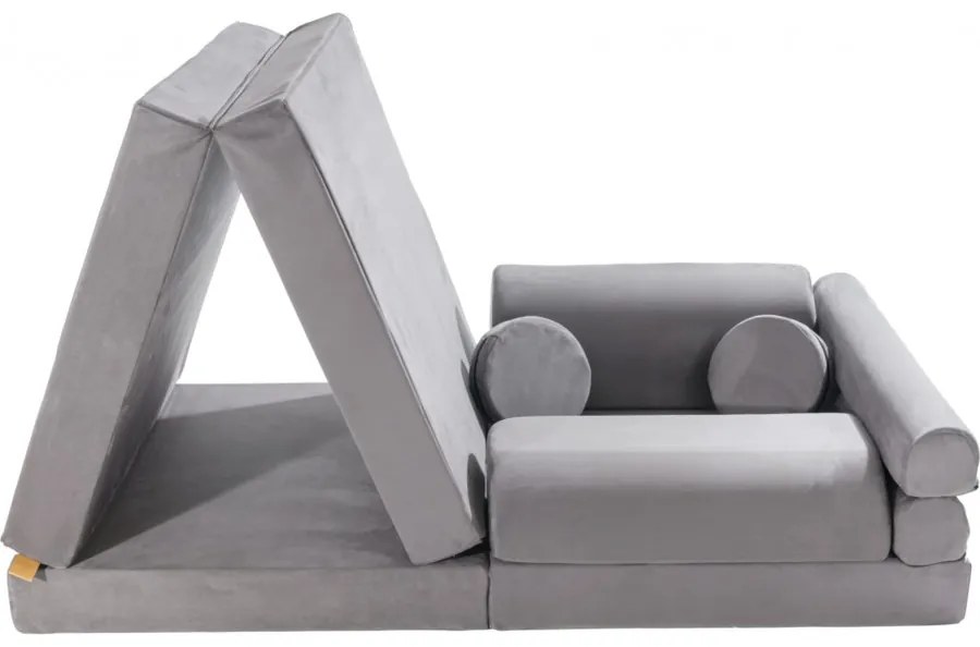 Velvet sofa dziecięca, szara - meowbaby®
