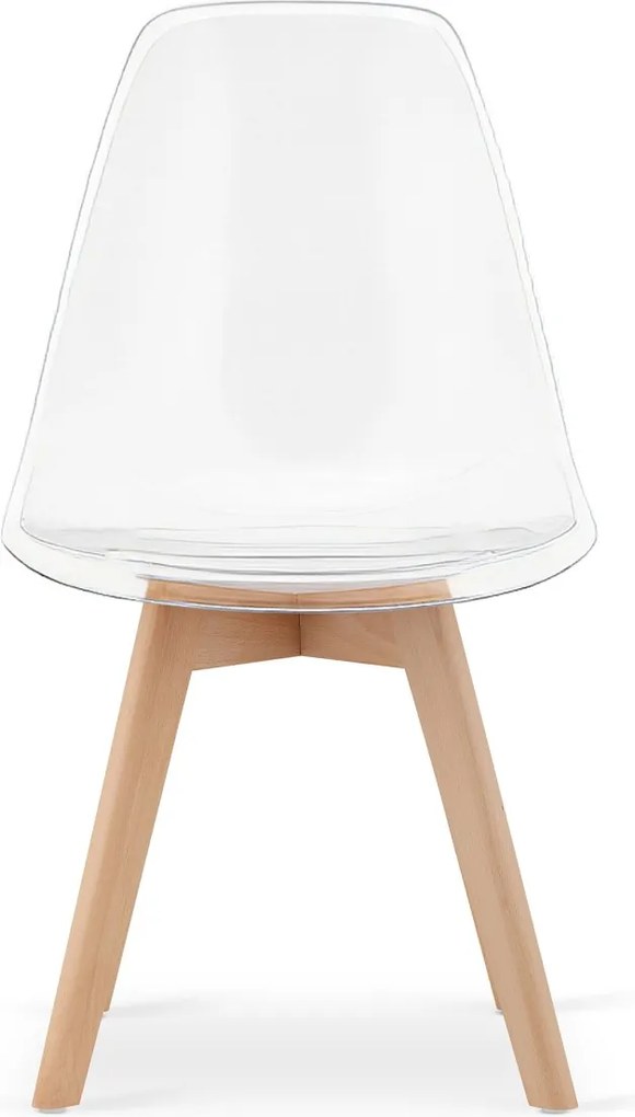 PROMOCJA Przezroczyste krzesło KITO z bukowymi nogami II gatunek