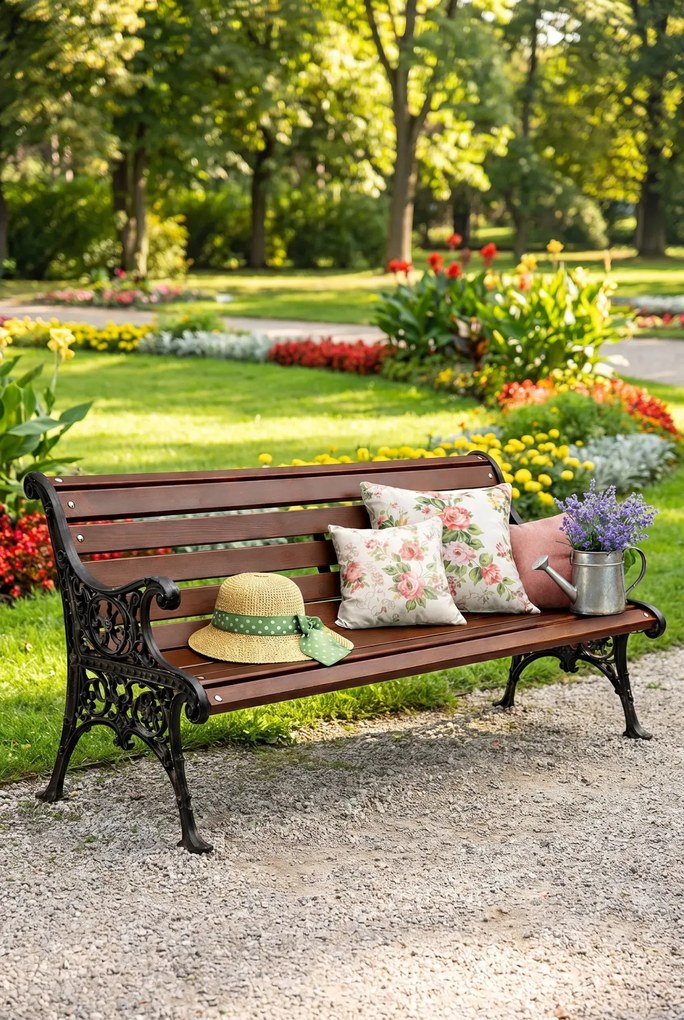 Żeliwna ławka parkowa z ornamentem N5-E45