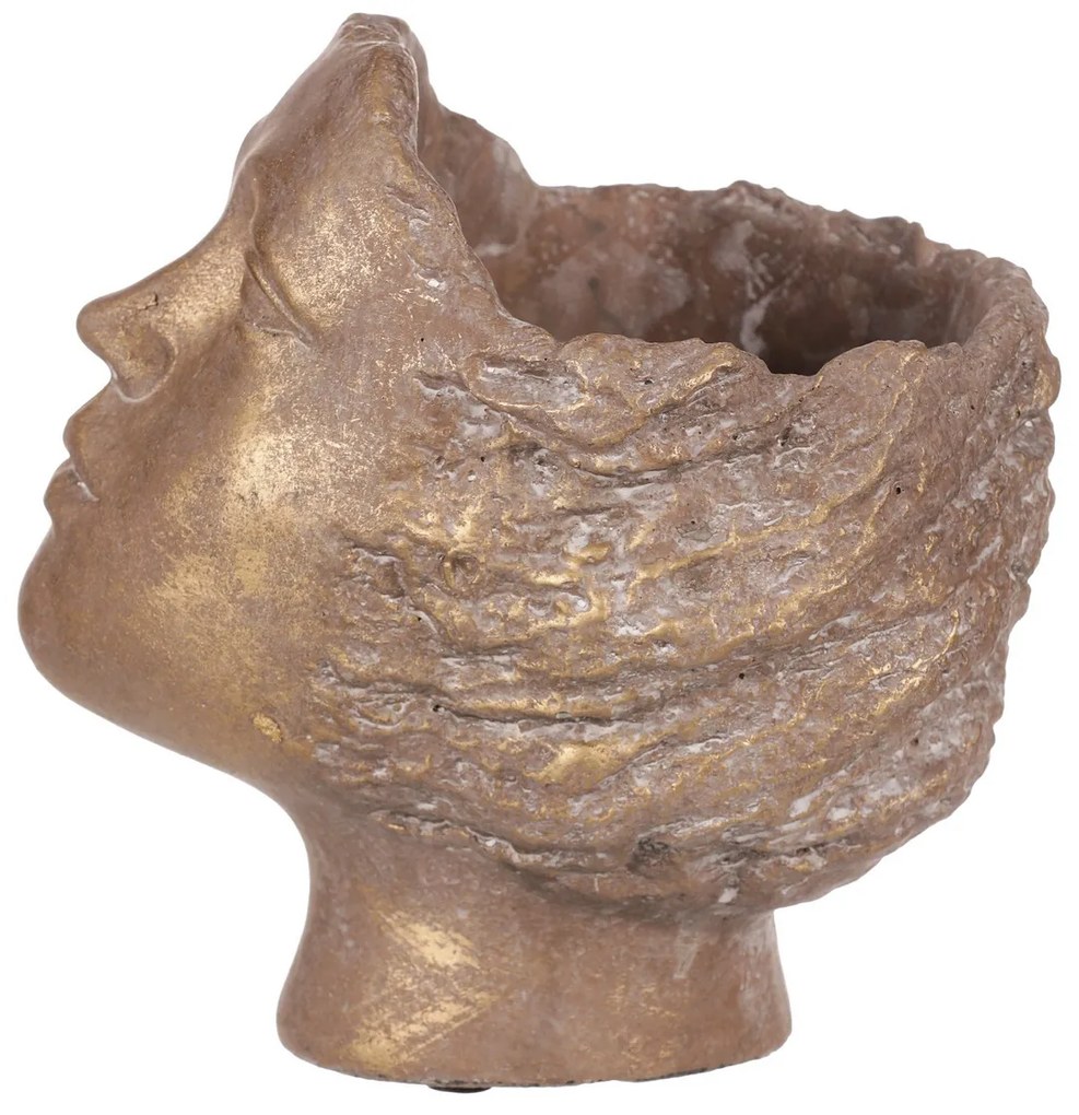 Betonowa donica na kwiatki, głowa, miedziana,średnica 14 cm, 18 x 14 x 19 cm