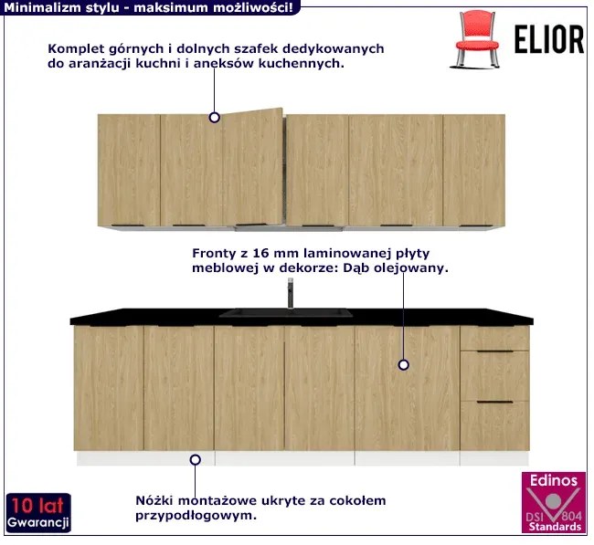 Zestaw mebli kuchennych dąb olejowany - Skania 38X