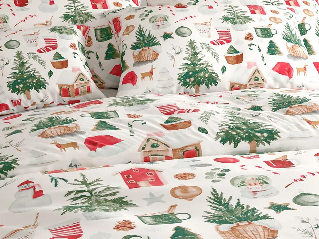 PrzytulneMieszkanie.pl PrzytulneMieszkanie.pl Bawełniana pościel MAGIC CHRISTMAS biała Rozmiar pościeli: 70 x 90 cm | 140 x 220 cm