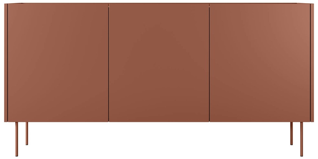 Komoda Desin 170 cm z metalowymi nogami - czerwony / ceramic red / dąb nagano