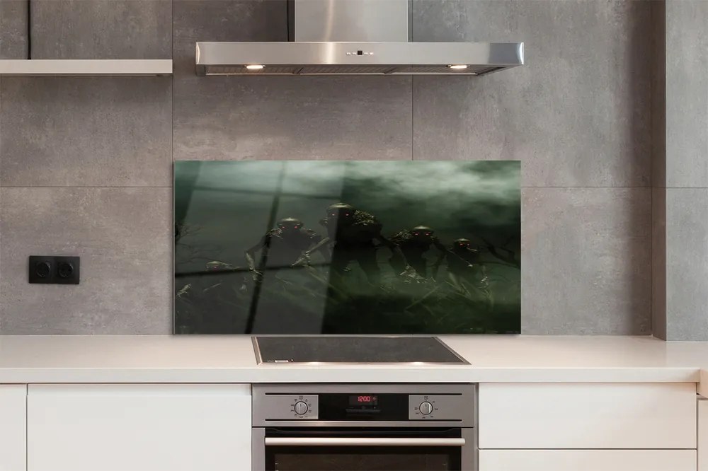 Panel szklany do Kuchni Postać Zombie pod Chmurami