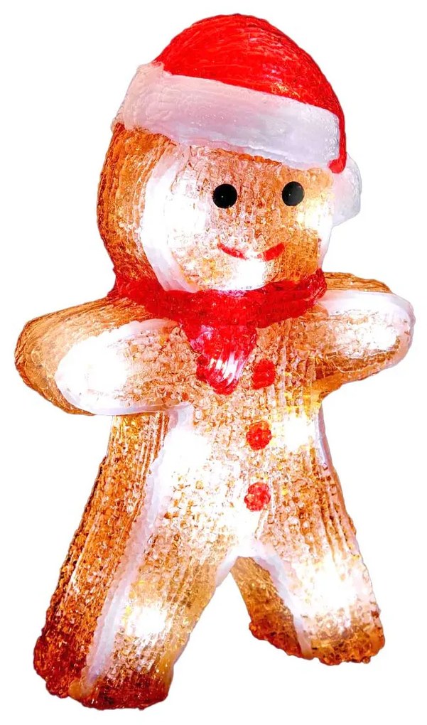 Dekoracja świąteczna LED, ludzik z piernika, 21 cm