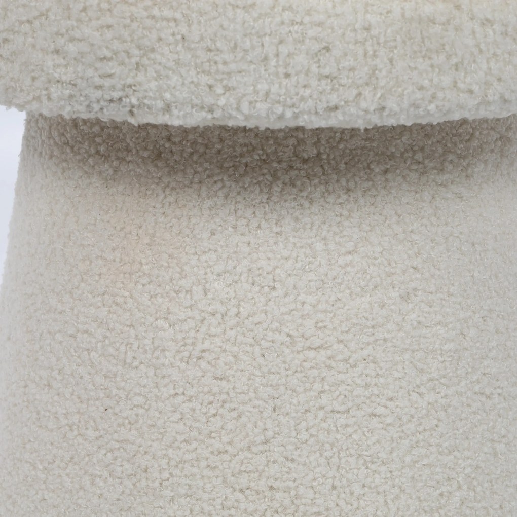 Pufa okrągła tapicerowana TEDDY grzybek boucle, Ø 43 x 38 cm