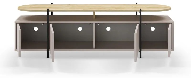 Szarobeżowa szafka pod TV w dekorze dębu 160x48 cm Hinoa – Marckeric