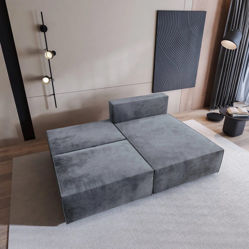 Masseno Narożnik FIORO z funkcją spania i pojemnikiem na pościel Narozniki L, Rozkładana sofa - Szary, MONOLITH 85