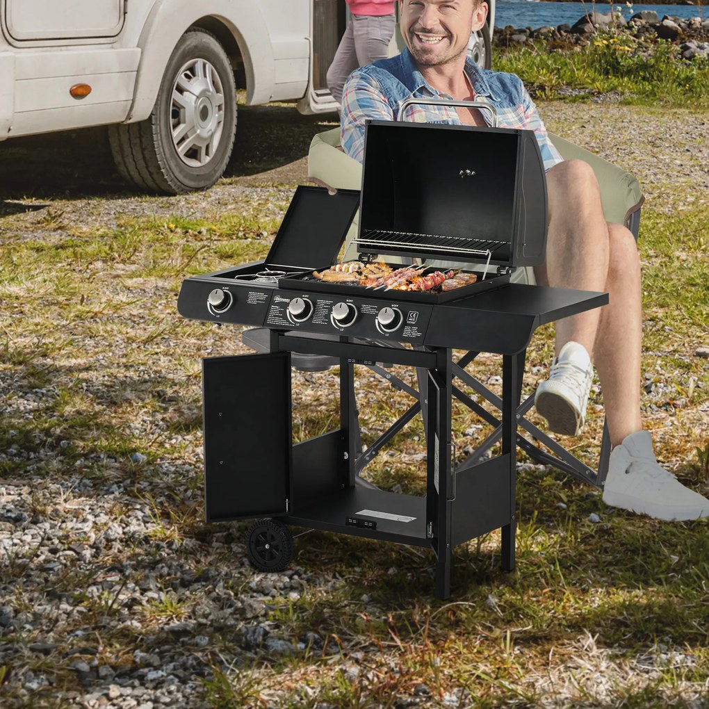Outsunny grill gazowy przenośny mały średni duży grill ogrodowy na gaz do ogrodu i na taras | Aosom PL