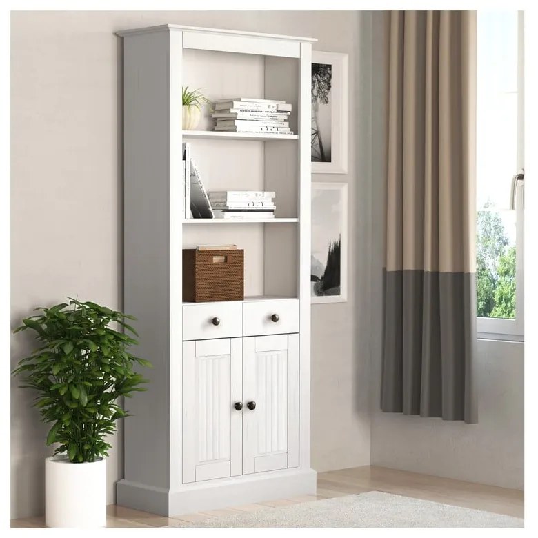 Biały regał z litego drewna sosnowego 181x31 cm Mille – Støraa