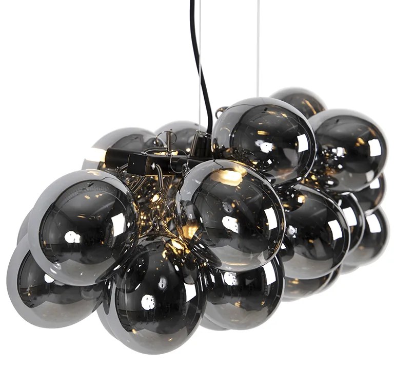 Designerska lampa wisząca czarna z dymionym szkłem 8-świateł - UvasDesignerski Oswietlenie wewnetrzne