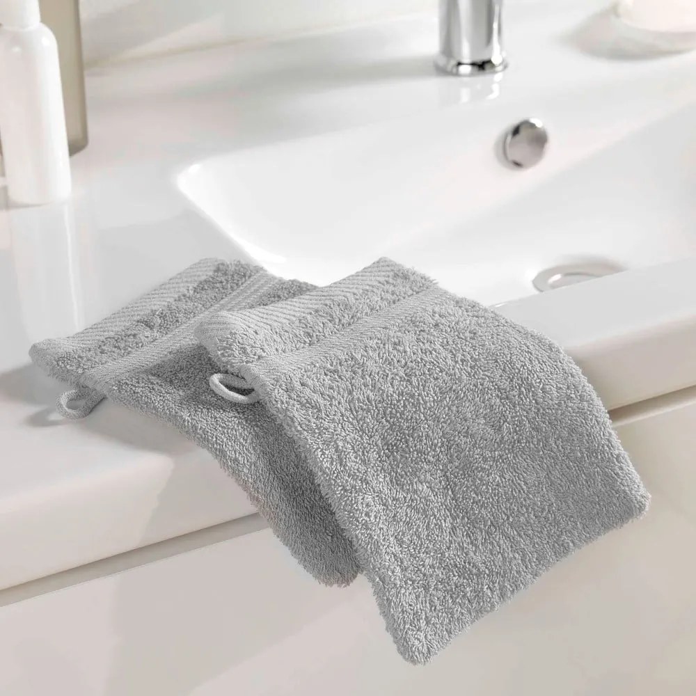 Jasnoszara bawełniana myjka 15x21 cm Tendresse – douceur d'intérieur