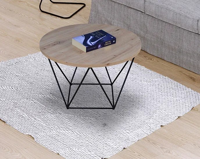 Industrialny stolik kawowy dąb artisan E8-R27