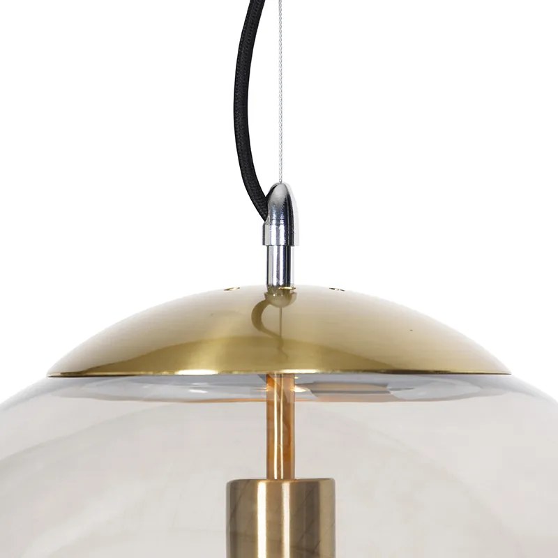 Nowoczesna lampa wisząca mosiężna z dymionym szkłem 40 cm - Ball Nowoczesny Oswietlenie wewnetrzne