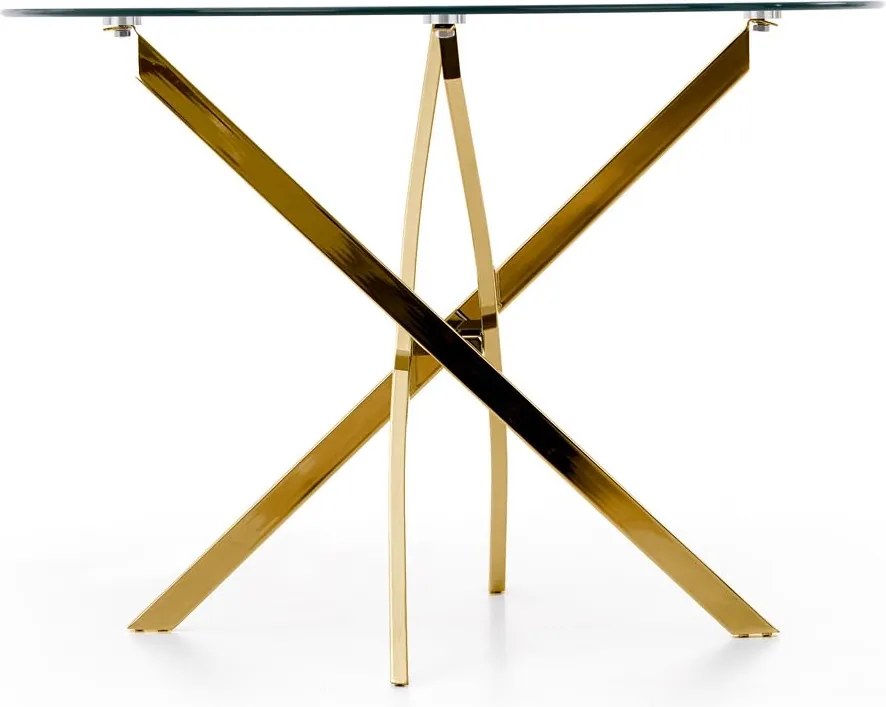 Szklany stół w stylu glamur Raymond na złotych nogach