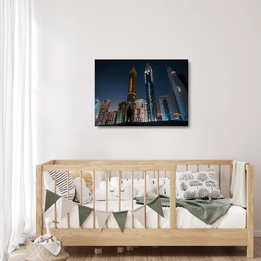 Obraz na szkle - miasto nocą (70x50 cm)
