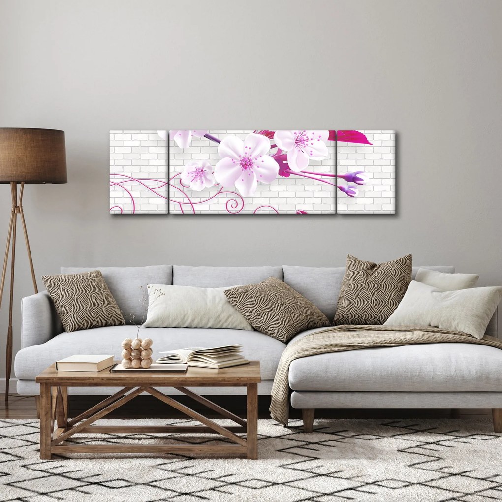 Obraz gałązki z kwiatami (170x50 cm)
