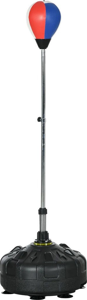 SPORTNOW Piłka treningowa, regulowana wysokość 147-165cm, podstawa do napełniania, Stal, Czerwony+Czarny+Biały