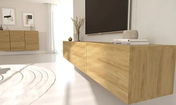 Wisząca szafka RTV bez uchwytów dąb hikora Z6-C04