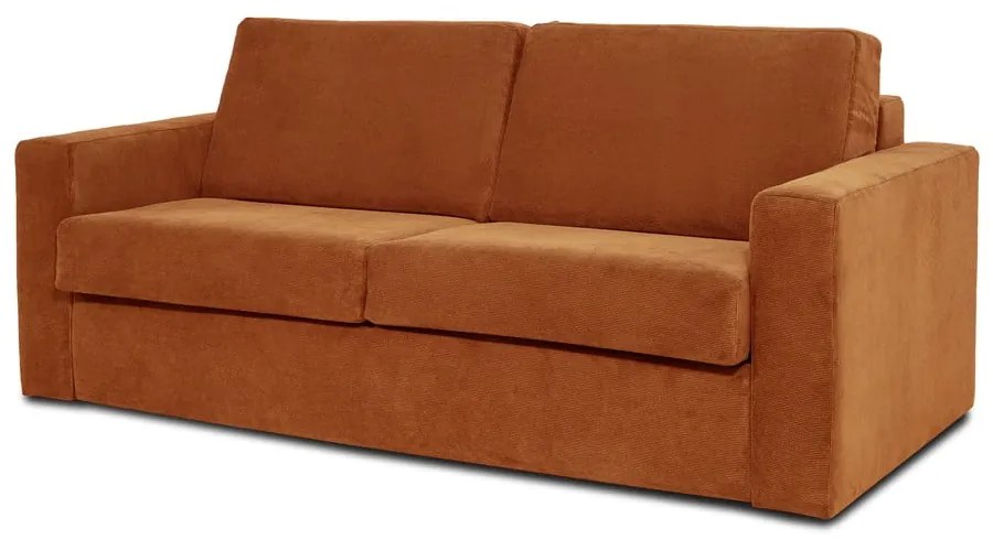 Pomarańczowa sztruksowa sofa rozkładana Scandic Elbeko